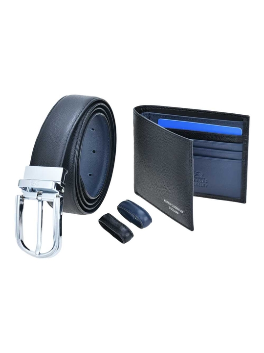 Tumbled Leather Wallet & Belt (Silver Buckle) Gift Set